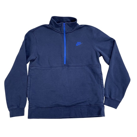 Nike Other - Nike Quarter Zip Fleece Pullover Mens Medium Blue Half Zip Embroidered Logo
